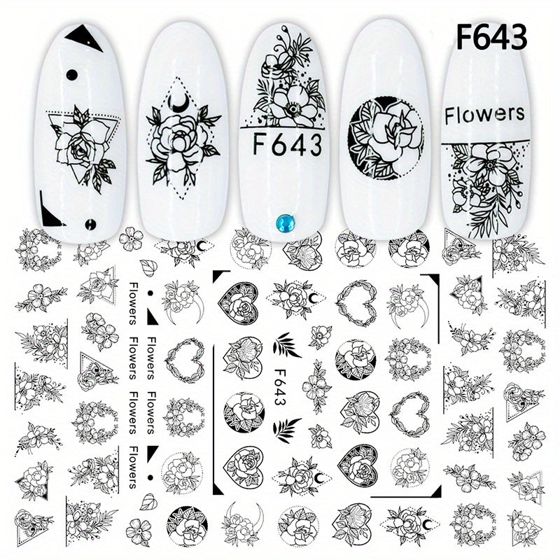 Nagelsticker mit Herz & Blumenmuster – DIY Nagelkunst