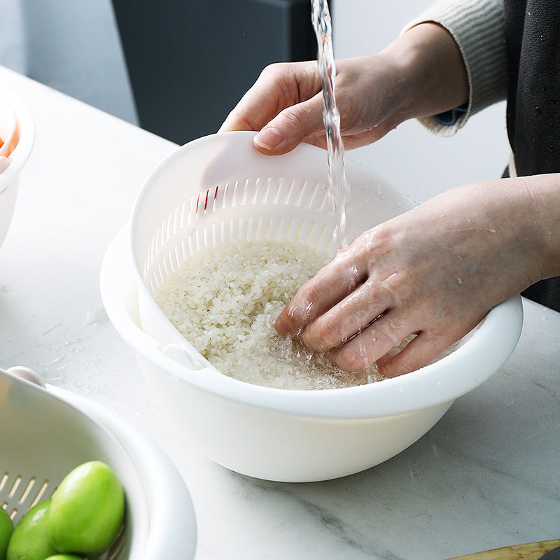 Drehbares Sieb mit Schüssel – Abtropfkorb für Gemüse & Obst