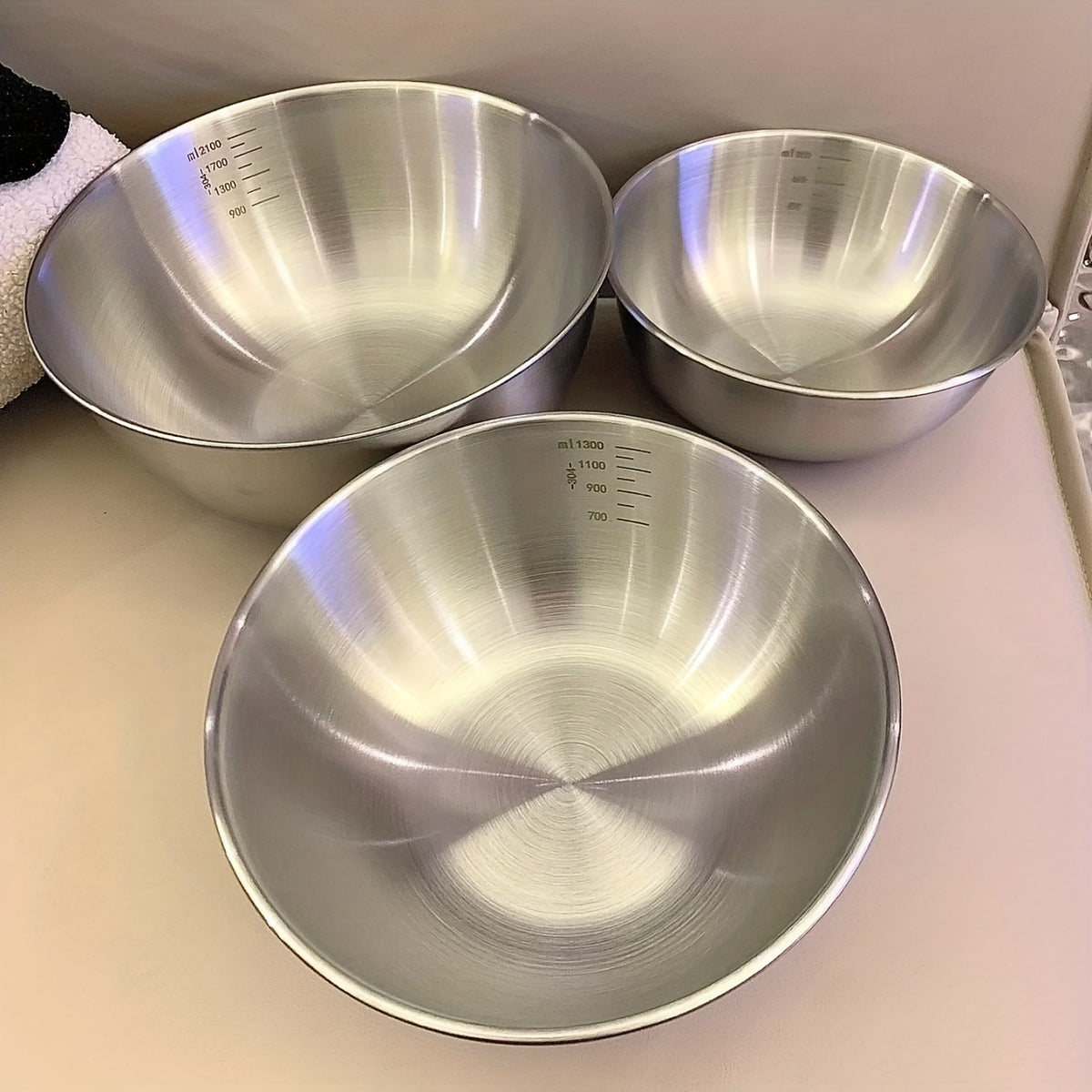 3-teiliges Edelstahl-Rührschüssel-Set – Robust & Stapelbar