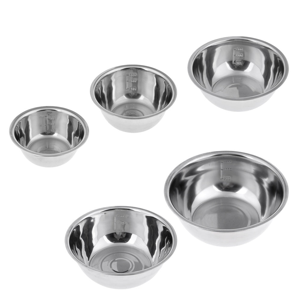 5-teiliges Edelstahl-Rührschüssel-Set – Rutschfest & Stapelbar
