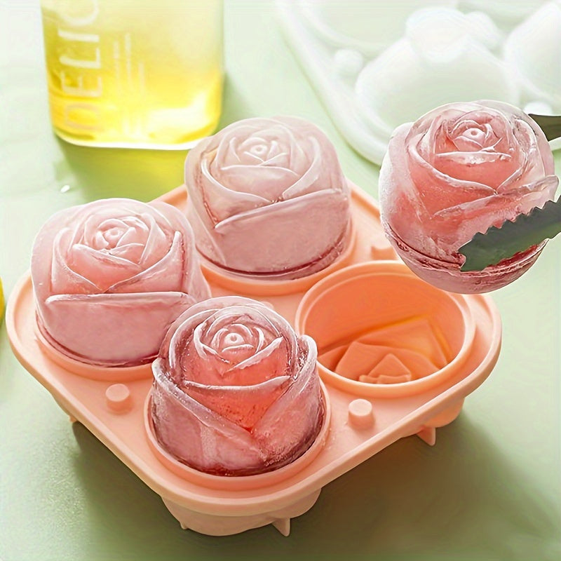 Rosen-Eiswürfelform mit 4 Fächern – Für Cocktails & Schokolade