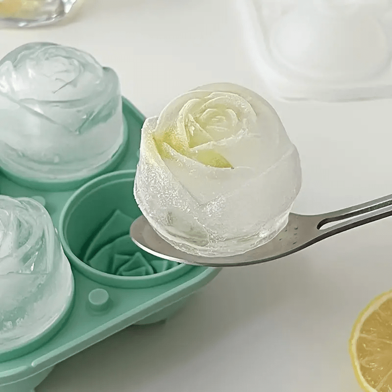 Rosen-Eiswürfelform mit 4 Fächern – Für Cocktails & Schokolade