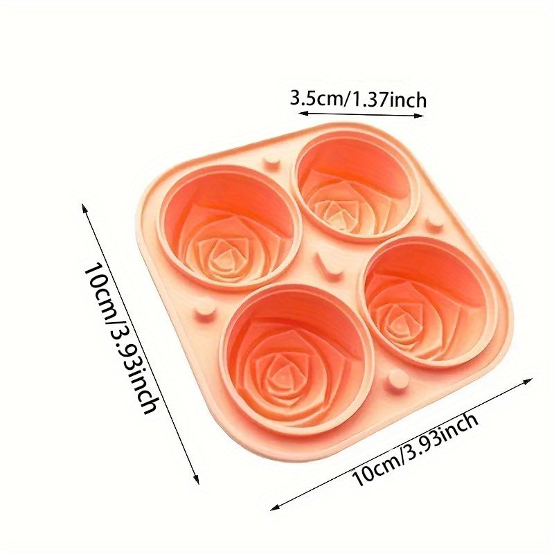 Rosen-Eiswürfelform mit 4 Fächern – Für Cocktails & Schokolade