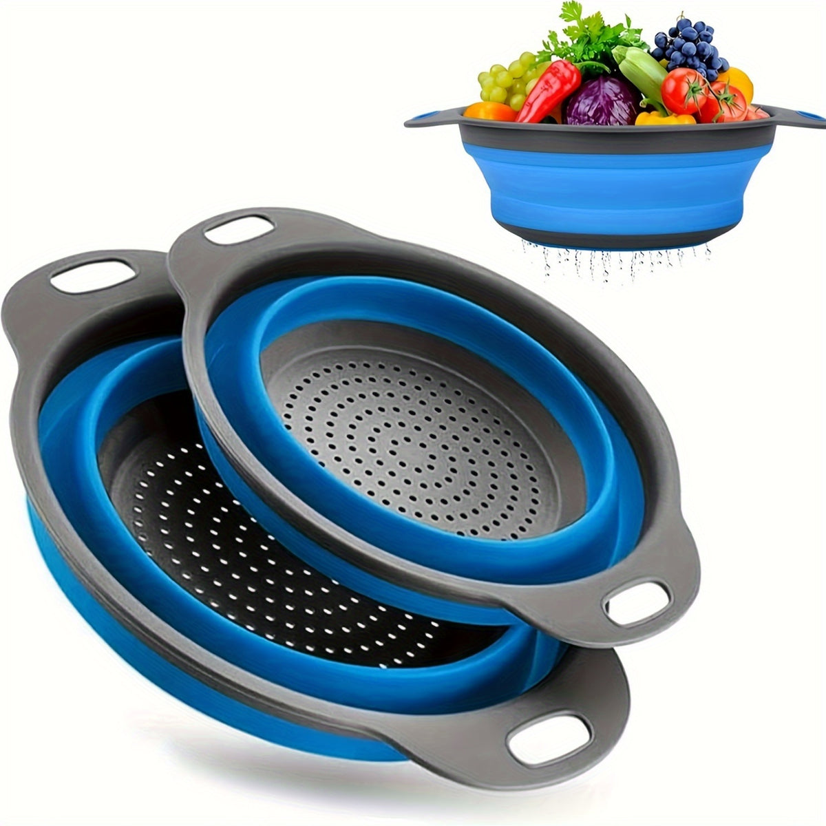 Faltbarer Küchen-Abtropfkorb – Groß & Klein im Set