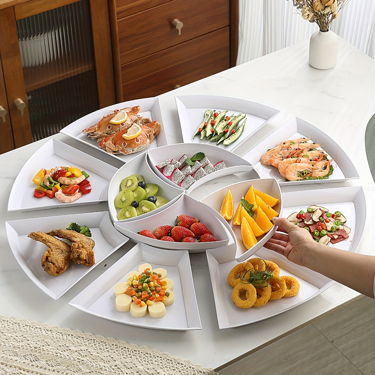 8-teiliges Servierteller-Set Weiß – Für Küche, Restaurant & Hotel