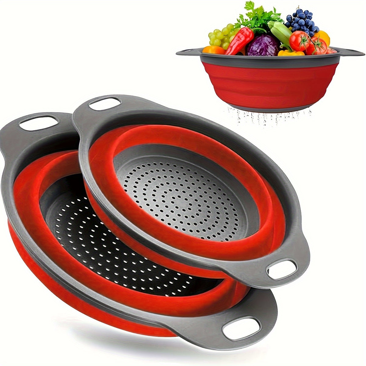 Faltbarer Küchen-Abtropfkorb – Groß & Klein im Set