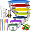 16-teiliges Salatschüssel-Set aus Edelstahl mit Deckel
