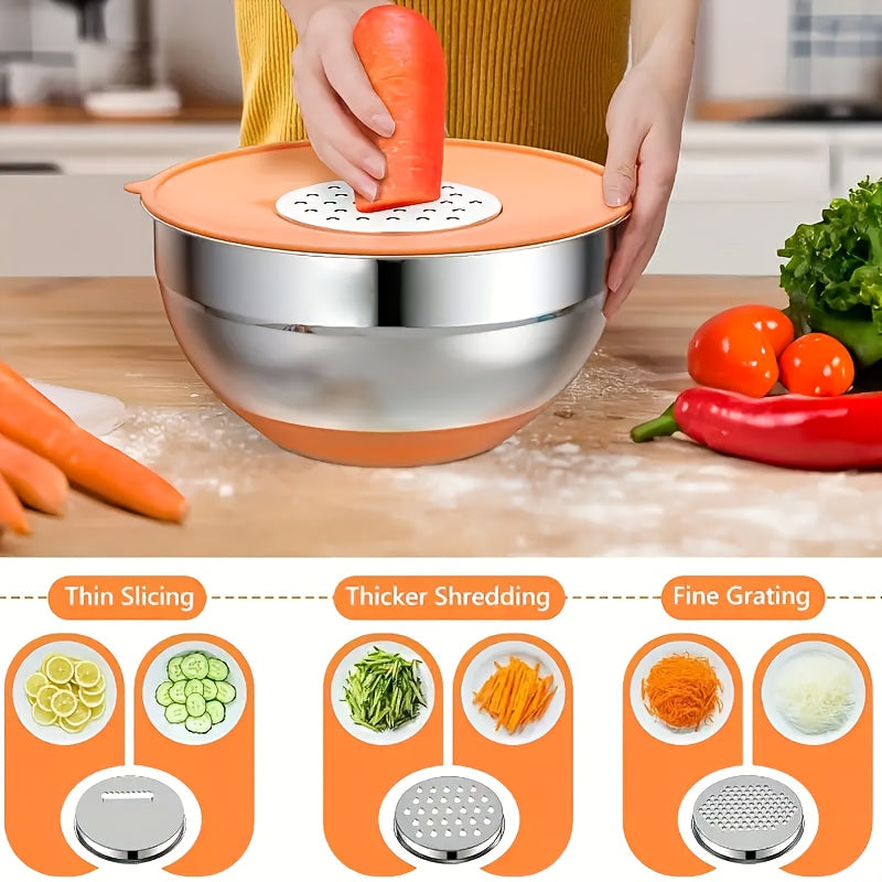 16-teiliges Salatschüssel-Set aus Edelstahl mit Deckel