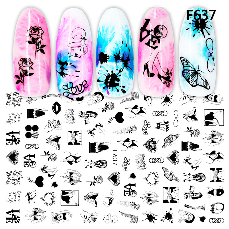 Nagelsticker mit Herz & Blumenmuster – DIY Nagelkunst