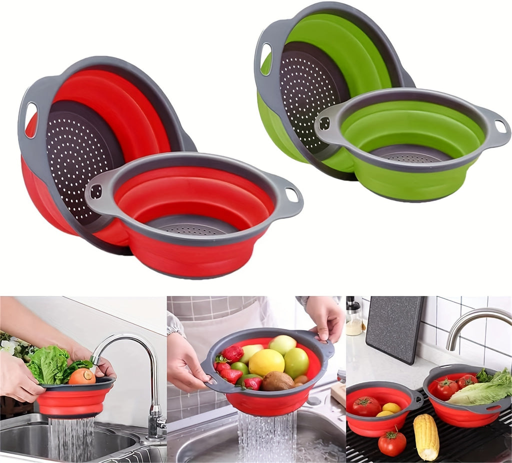 Faltbarer Küchen-Abtropfkorb – Groß & Klein im Set