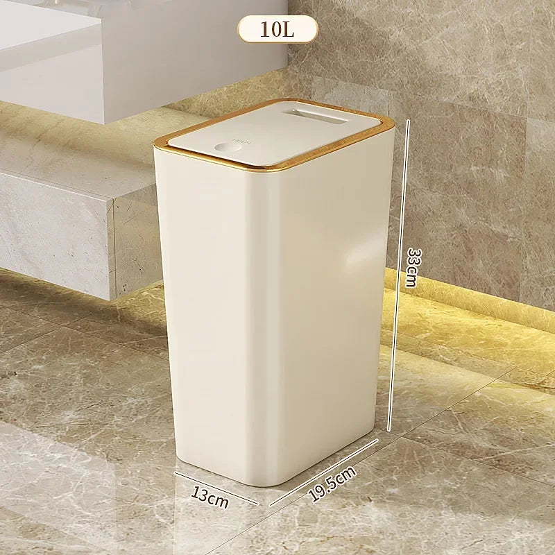Geruchsdichter Abfalleimer 10L mit Ein-Knopf-Deckel – Bad & Küche