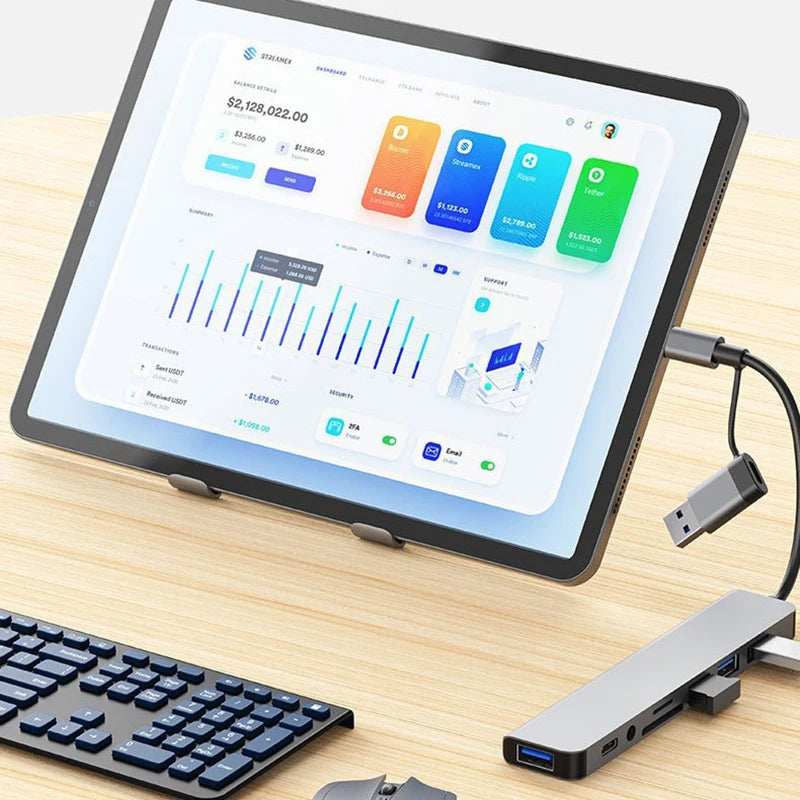 8-in-2 USB & USB-C Hub mit Audio, SD-Kartenleser & HDMI