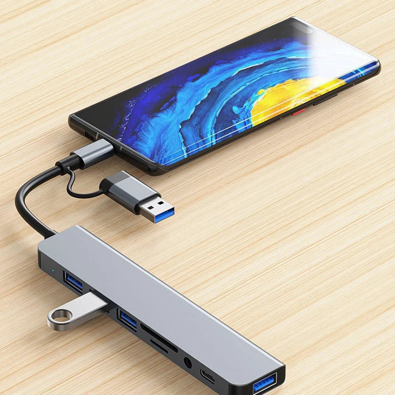 8-in-2 USB & USB-C Hub mit Audio, SD-Kartenleser & HDMI