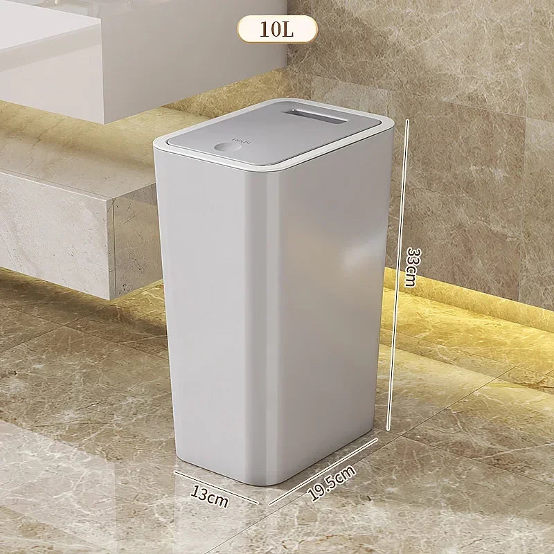 Geruchsdichter Abfalleimer 10L mit Ein-Knopf-Deckel – Bad & Küche
