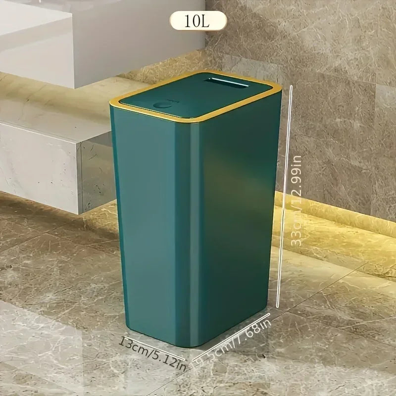 Geruchsdichter Abfalleimer 10L mit Ein-Knopf-Deckel – Bad & Küche
