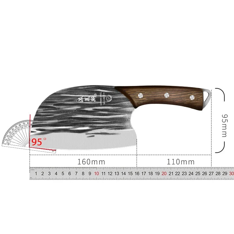Handgeschmiedetes Küchenmesser aus Edelstahl mit Massivholzgriff