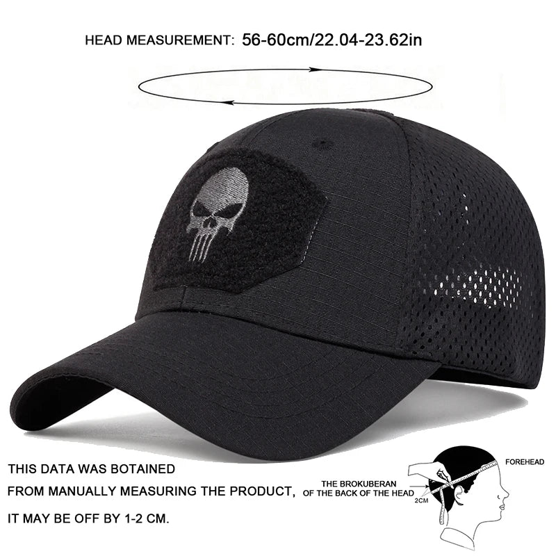 Unisex Baseballkappe mit Totenkopf-Stickerei – Verstellbar & Atmungsaktiv