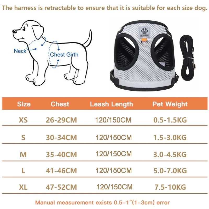 Reflektierendes Hundegeschirr mit Leine – Für kleine & mittelgroße Hunde