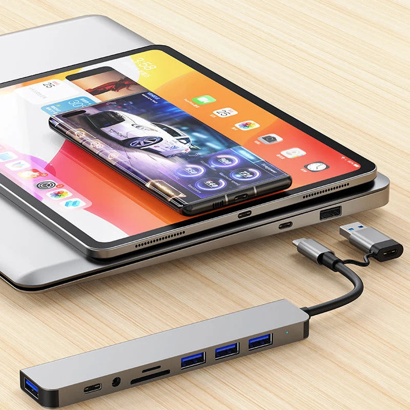 8-in-2 USB & USB-C Hub mit Audio, SD-Kartenleser & HDMI