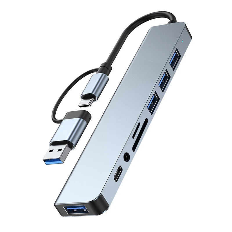8-in-2 USB & USB-C Hub mit Audio, SD-Kartenleser & HDMI