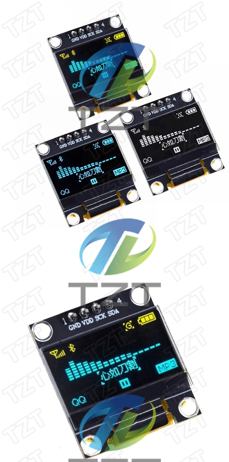 TZT RoHS-zertifiziertes 0,96-Zoll-OLED-I2c-Seriell-Weiß-OLED-Displaymodul 128x64 I2C SSD1306 12864 LCD-Bildschirmplatine für Arduino