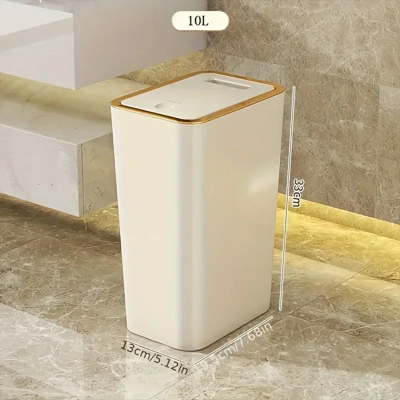 Geruchsdichter Abfalleimer 10L mit Ein-Knopf-Deckel – Bad & Küche