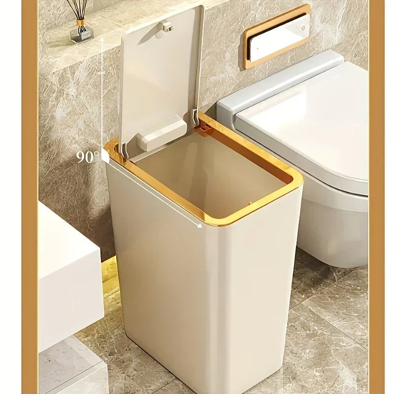 Geruchsdichter Abfalleimer 10L mit Ein-Knopf-Deckel – Bad & Küche