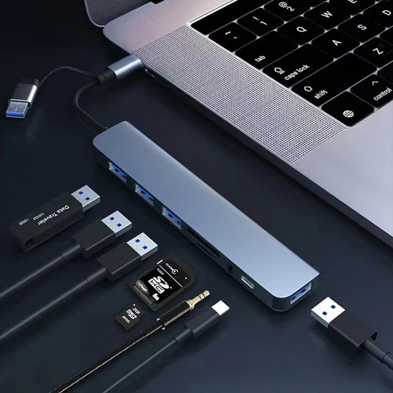 8-in-2 USB & USB-C Hub mit Audio, SD-Kartenleser & HDMI