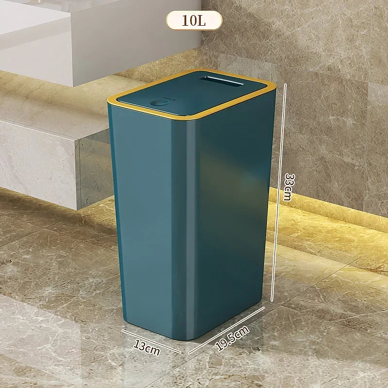 Geruchsdichter Abfalleimer 10L mit Ein-Knopf-Deckel – Bad & Küche