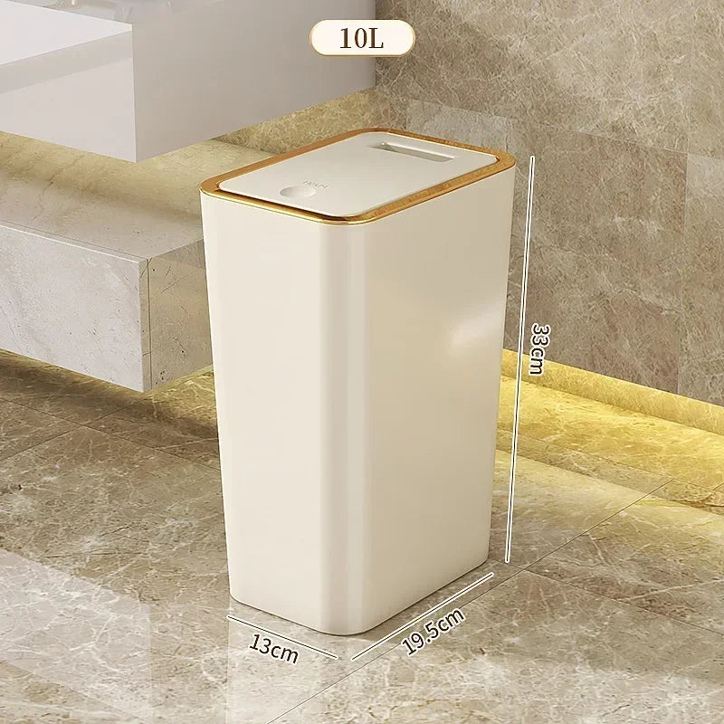 Geruchsdichter Abfalleimer 10L mit Ein-Knopf-Deckel – Bad & Küche
