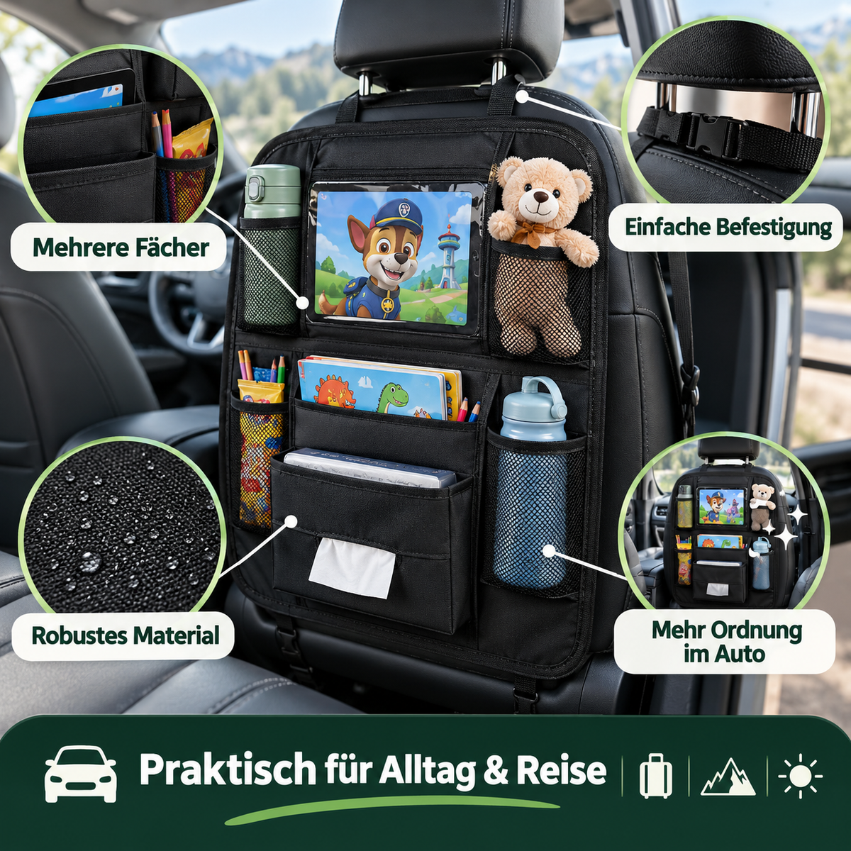 Auto Rücksitz-Organizer mit deutschen Produktmerkmalen