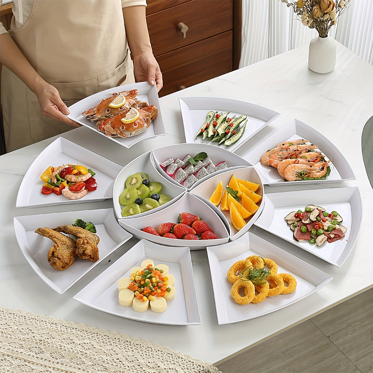 8-teiliges Servierteller-Set Weiß – Für Küche, Restaurant & Hotel