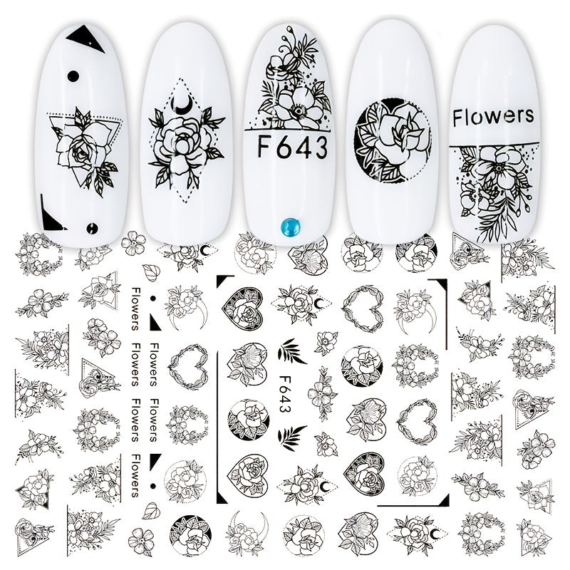 Nagelsticker mit Herz & Blumenmuster – DIY Nagelkunst