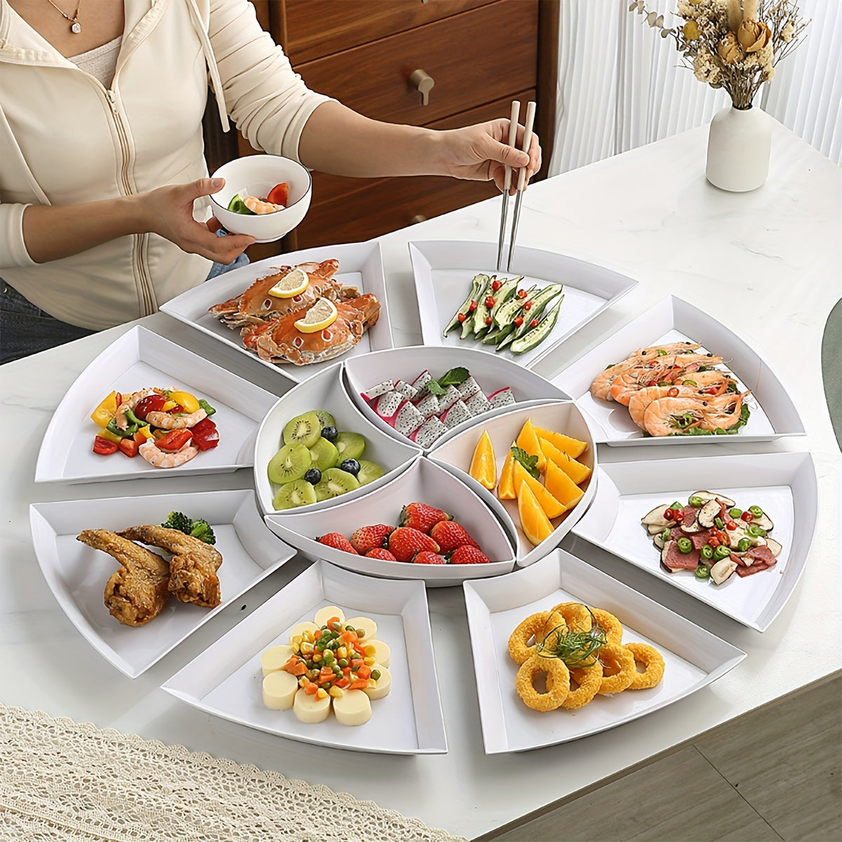 8-teiliges Servierteller-Set Weiß – Für Küche, Restaurant & Hotel
